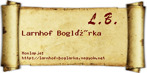 Larnhof Boglárka névjegykártya